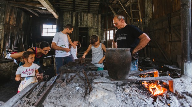A demonstration of nail forging