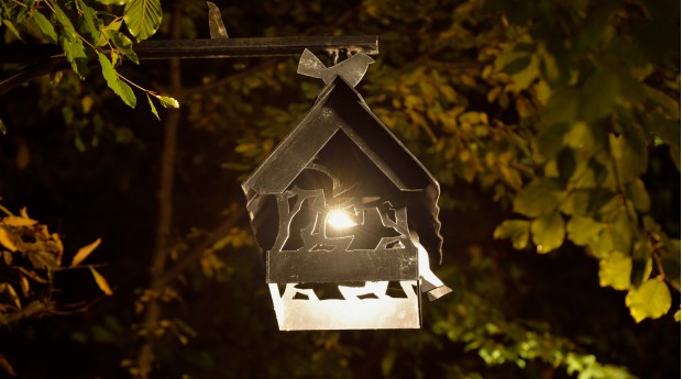 Unique wrought iron lights in Radovljica's park