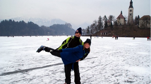 Skating on Lake Bled