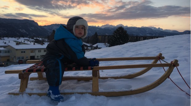 Sledding at sunset on 