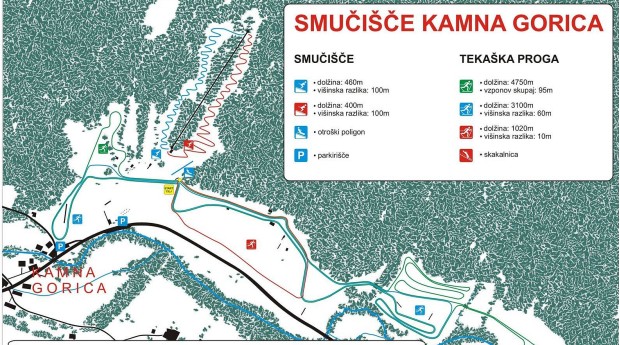 Zemljevid tekaških prog v Kamni Gorici