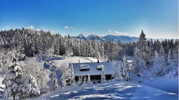 Vodiška planina mountain pasture in Winter