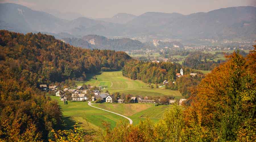 View from Lipnica Castle in autumn, Lipnica Castle Natural Science Trail 