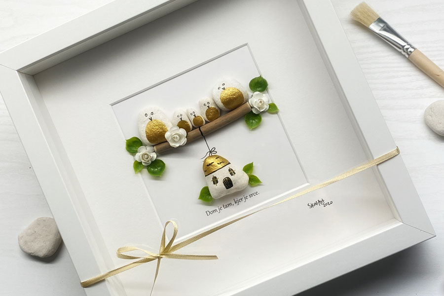 SkalArt: Slika s kamenčki, idealno personalizirano darilo