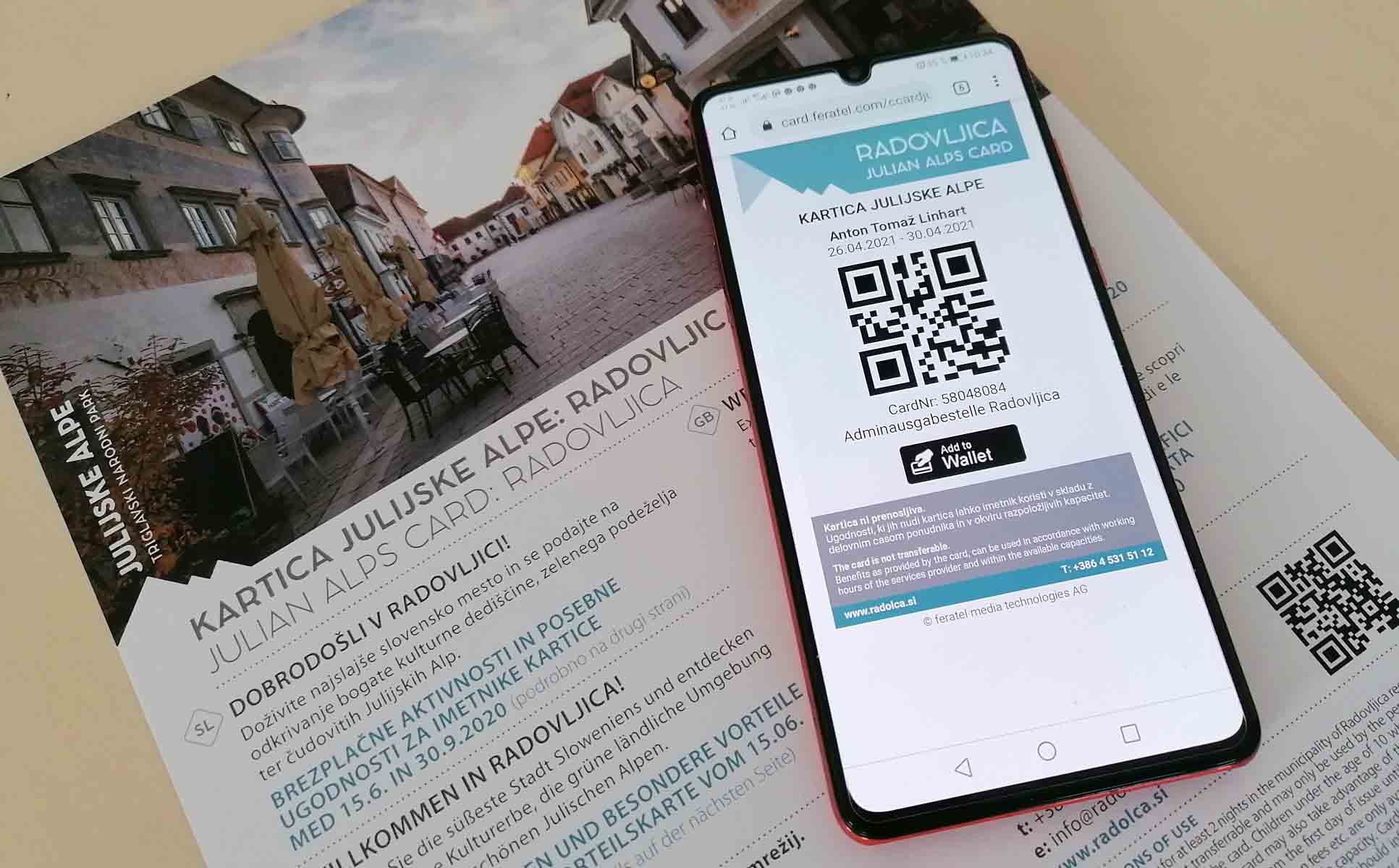 Julian Alps: Radovljica guest card, mobile in 2021
